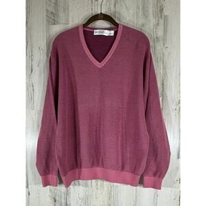 St Croix Knits Mens Sweaters Medium Mulberry Cotton Blend V-neck Banded Bottom